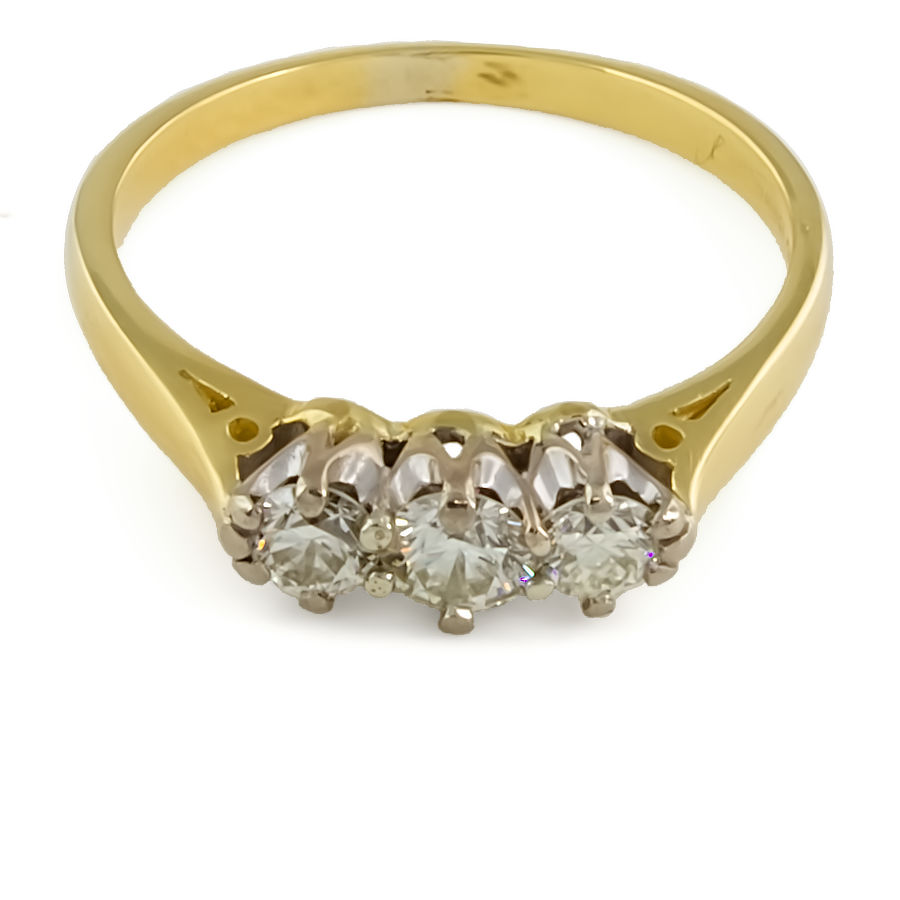 18ct gold Diamond 0.46ct 3 stone Ring size O